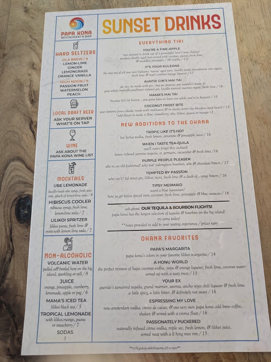 Papa Kona Restaurant & Bar Menu - Image 6